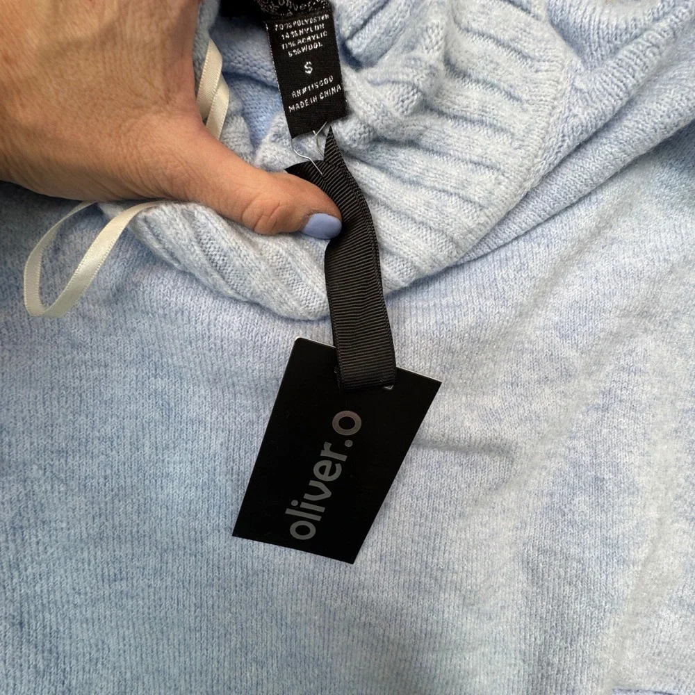 Anthropology Oliver O Light Blue Sweater Mock‎ Neck Oversized Ribbed Knit Small